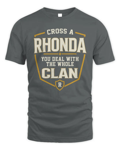 RHONDA NT1-K008 Cross A/An NAME, You Deal With the Whole Clan | Personalized Vintage T-Shirt - Unisex Standard T-Shirt - Charcoal