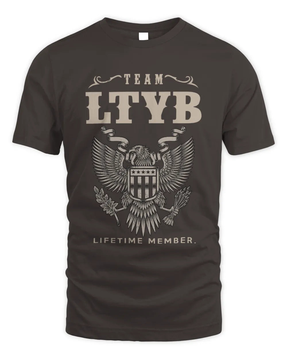 LTYB TP06-K82 – Personalized Classic Style Apparel “Team NAME Lifetime Member” - Unisex Standard T-Shirt - Dark Chocolate