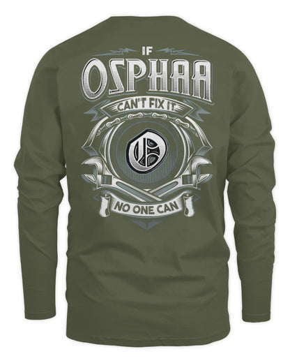 OSPHAA AP81-K4-626 - Personalized Ahmed Quote Apparel “If Ahmed Can't Fix It, No One Can” - Men's Long Sleeved T-Shirt - Military Green