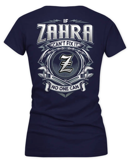 ZAHRA AP81-K4-626 - Personalized Ahmed Quote Apparel “If Ahmed Can't Fix It, No One Can” - Women's V-Neck T-Shirt - Navy