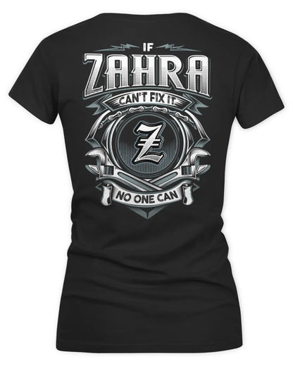 ZAHRA AP81-K4-626 - Personalized Ahmed Quote Apparel “If Ahmed Can't Fix It, No One Can” - Women's V-Neck T-Shirt - Black