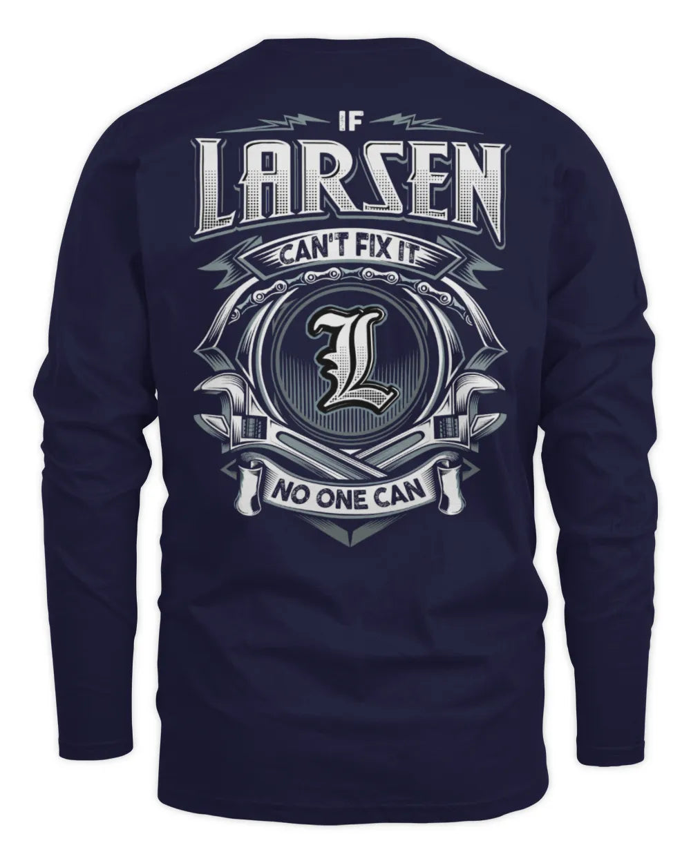 LARSEN AP81-K4-626 - Personalized Ahmed Quote Apparel “If Ahmed Can't Fix It, No One Can” - Men's Long Sleeved T-Shirt - Navy