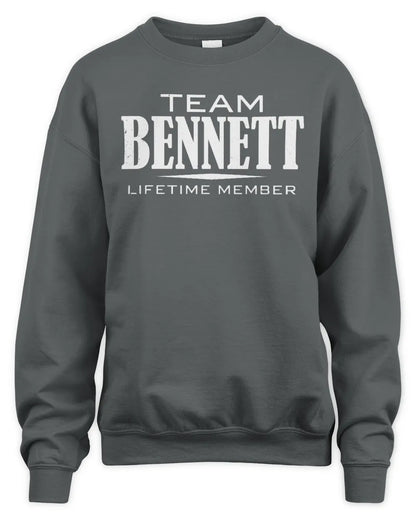BENNETT BL62-K4-128 - Personalized “Team NAME Lifetime Member” - Unisex Sweatshirt - Charcoal