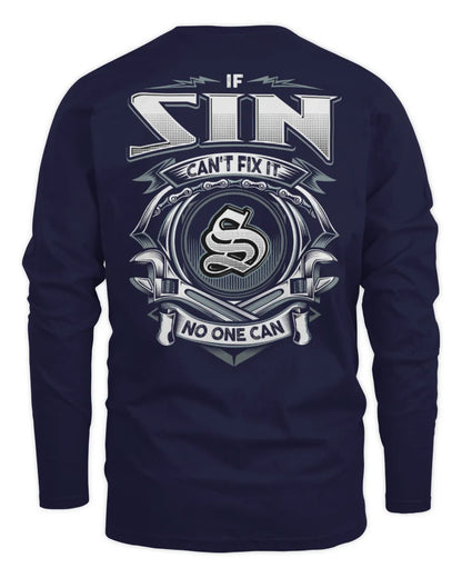 SIN AP81-K4-626 - Personalized Ahmed Quote Apparel “If Ahmed Can't Fix It, No One Can” - Men's Long Sleeved T-Shirt - Navy