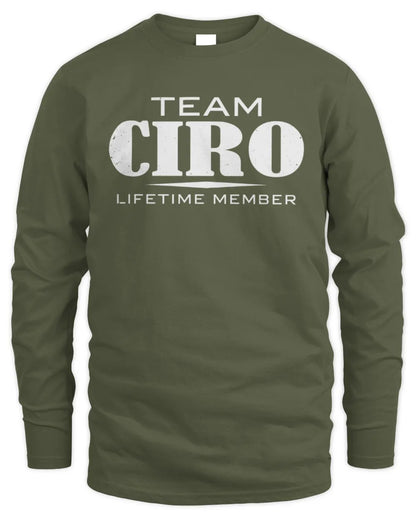 CIRO BL62-K4-128 - Personalized “Team NAME Lifetime Member” - Men's Long Sleeved T-Shirt - Military Green