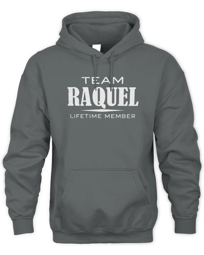 RAQUEL BL62-K4-128 - Personalized “Team NAME Lifetime Member” - Unisex Hoodie - Charcoal