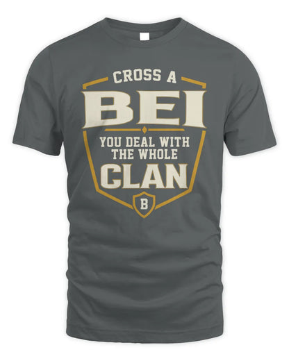 BEI NT1-K008 Cross A/An NAME, You Deal With the Whole Clan | Personalized Vintage T-Shirt - Unisex Standard T-Shirt - Charcoal
