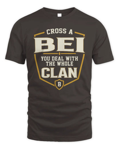 BEI NT1-K008 Cross A/An NAME, You Deal With the Whole Clan | Personalized Vintage T-Shirt - Unisex Standard T-Shirt - Dark Chocolate
