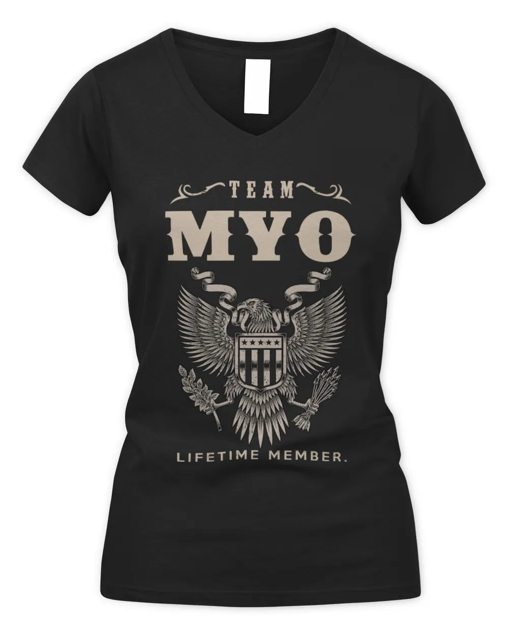 MYO TP06-K82 – Personalized Classic Style Apparel “Team NAME Lifetime Member” - Women's V-Neck T-Shirt - Black