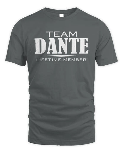 DANTE BL62-K4-128 - Personalized “Team NAME Lifetime Member” - Unisex Standard T-Shirt - Charcoal