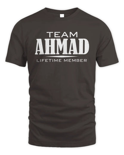 AHMAD BL62-K4-128 - Personalized “Team NAME Lifetime Member” - Unisex Standard T-Shirt - Dark Chocolate