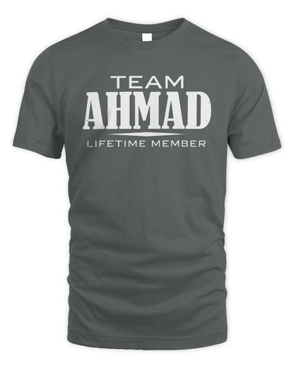 AHMAD BL62-K4-128 - Personalized “Team NAME Lifetime Member” - Unisex Standard T-Shirt - Charcoal