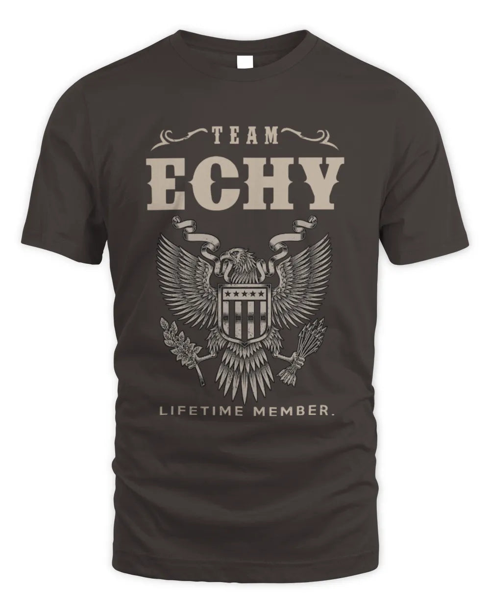 ECHY TP06-K82 – Personalized Classic Style Apparel “Team NAME Lifetime Member” - Unisex Standard T-Shirt - Dark Chocolate