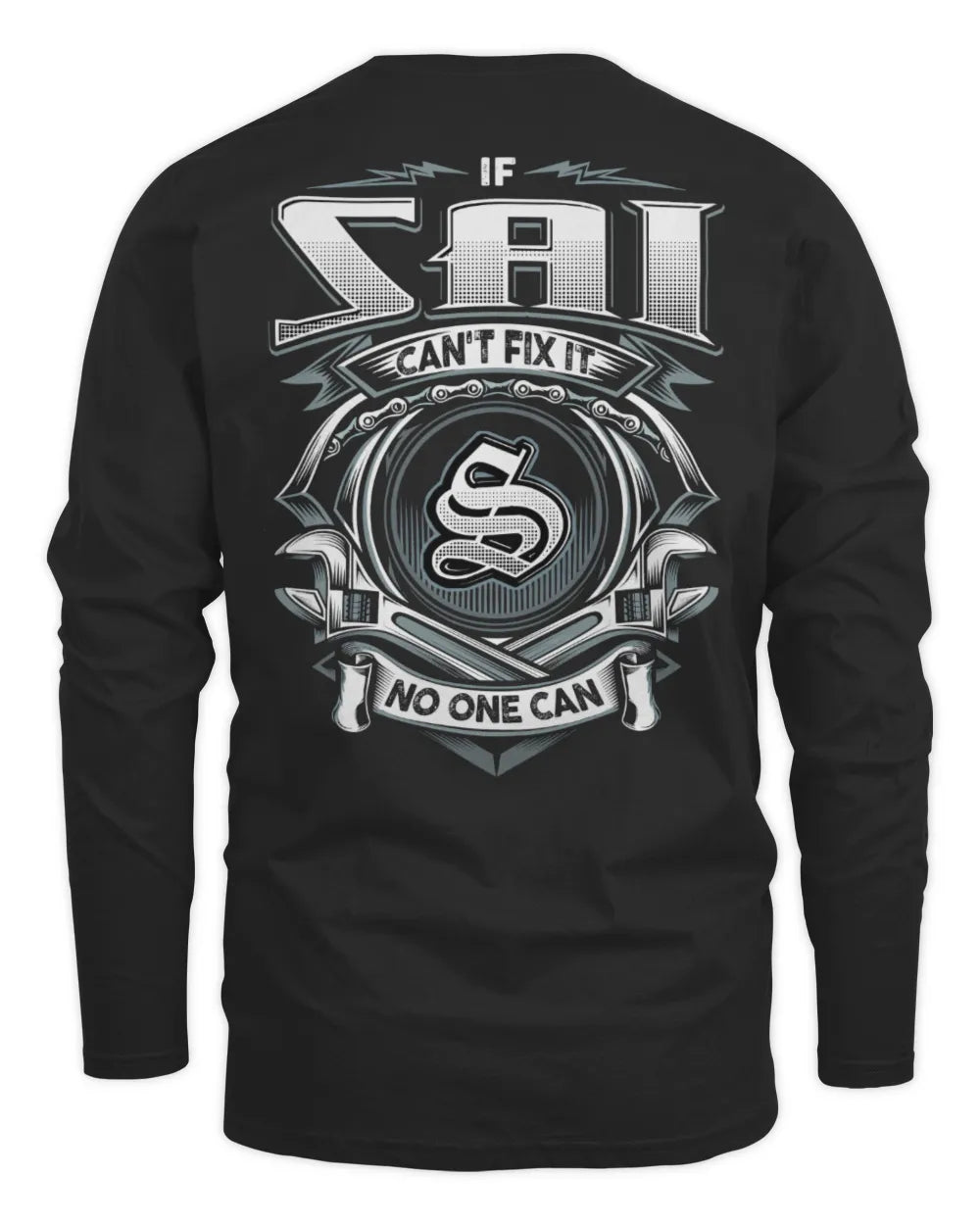 SAI AP81-K4-626 - Personalized Ahmed Quote Apparel “If Ahmed Can't Fix It, No One Can” - Men's Long Sleeved T-Shirt - Black