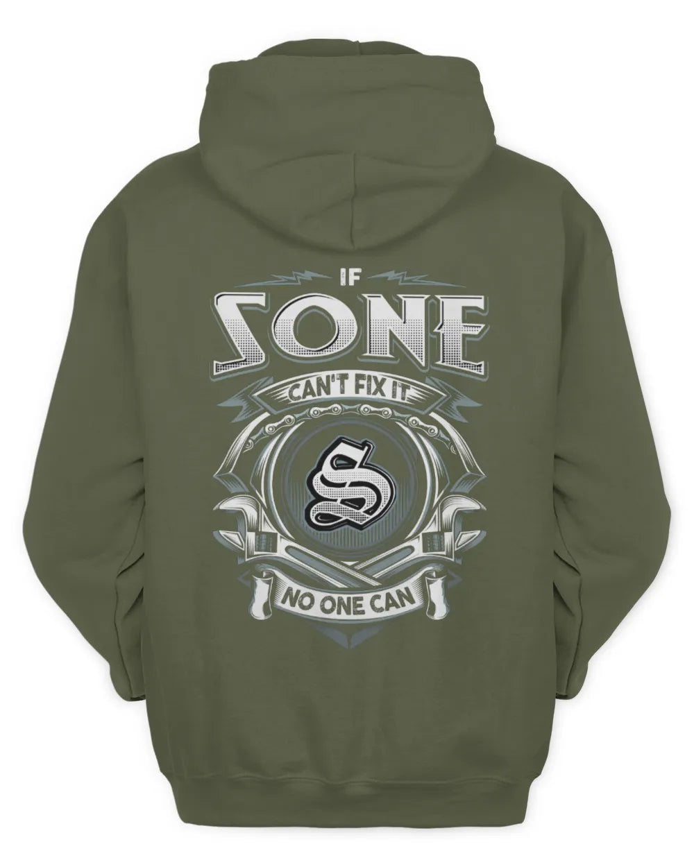 SONE AP81-K4-626 - Personalized Ahmed Quote Apparel “If Ahmed Can't Fix It, No One Can” - Unisex Hoodie - Military Green
