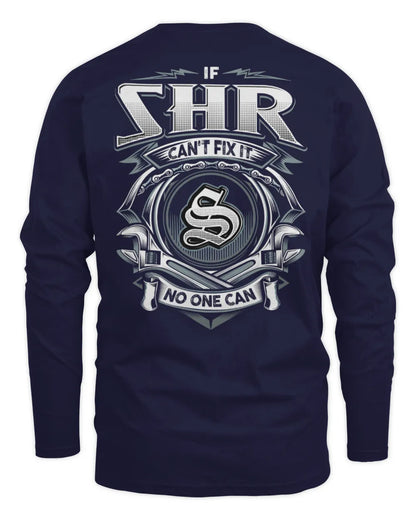SHR AP81-K4-626 - Personalized Ahmed Quote Apparel “If Ahmed Can't Fix It, No One Can” - Men's Long Sleeved T-Shirt - Navy