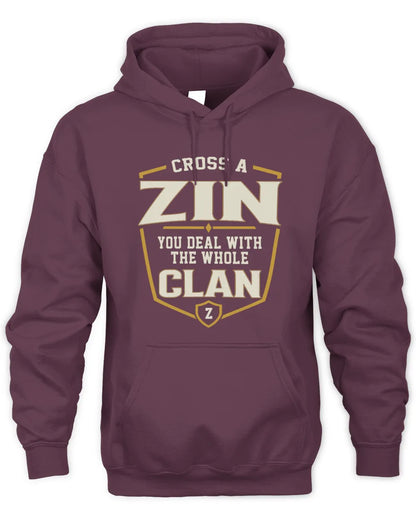 ZIN NT1-K008 Cross A/An NAME, You Deal With the Whole Clan | Personalized Vintage T-Shirt - Unisex Hoodie - Maroon