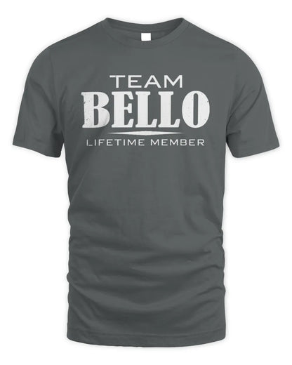 BELLO BL62-K4-128 - Personalized “Team NAME Lifetime Member” - Unisex Standard T-Shirt - Charcoal