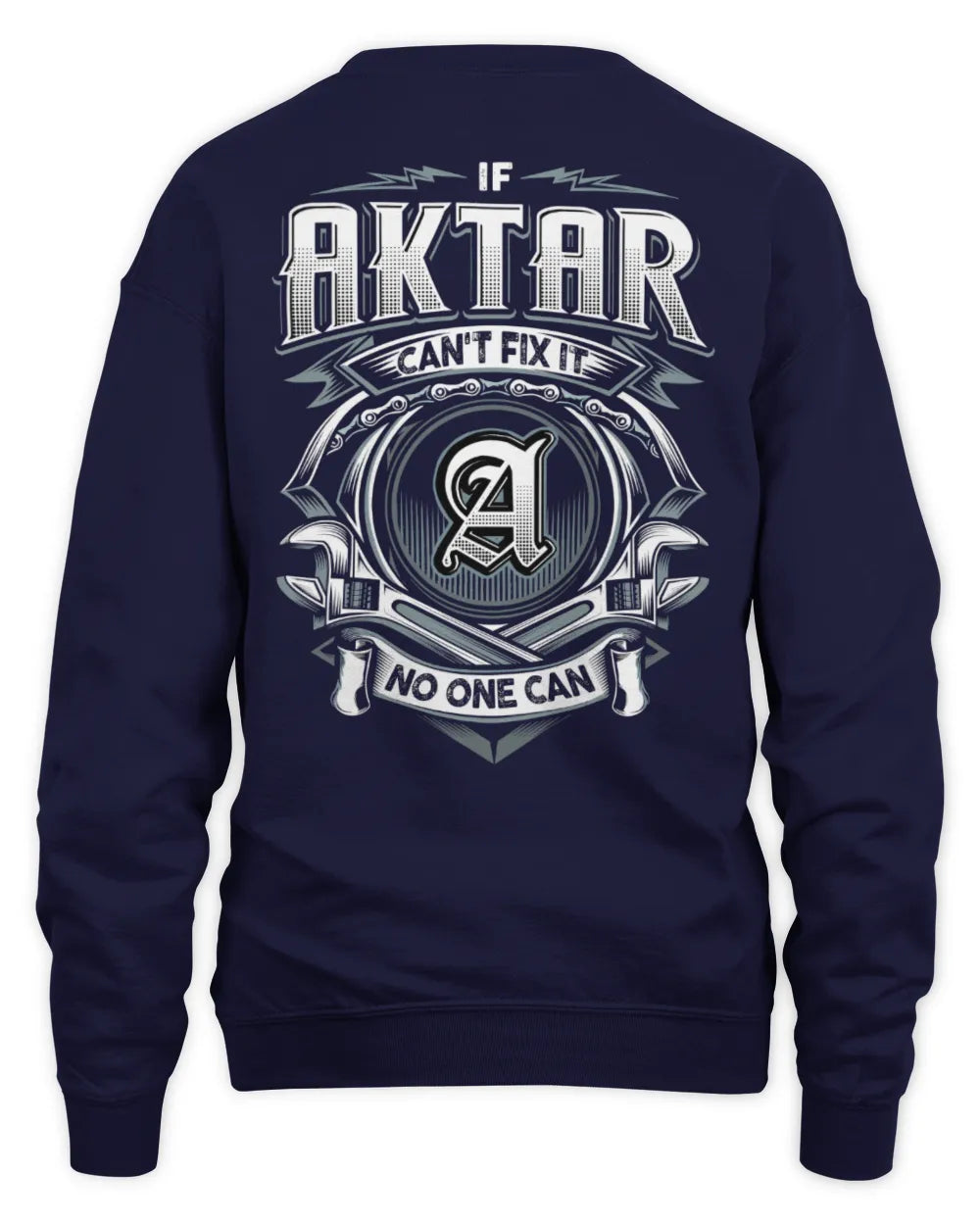 AKTAR AP81-K4-626 - Personalized Ahmed Quote Apparel “If Ahmed Can't Fix It, No One Can” - Unisex Sweatshirt - Navy