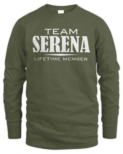 SERENA BL62-K4-128 - Personalized “Team NAME Lifetime Member” - Men's Long Sleeved T-Shirt - Military Green