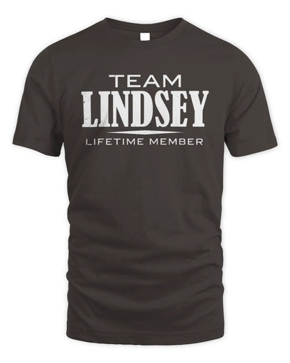 LINDSEY BL62-K4-128 - Personalized “Team NAME Lifetime Member” - Unisex Standard T-Shirt - Dark Chocolate