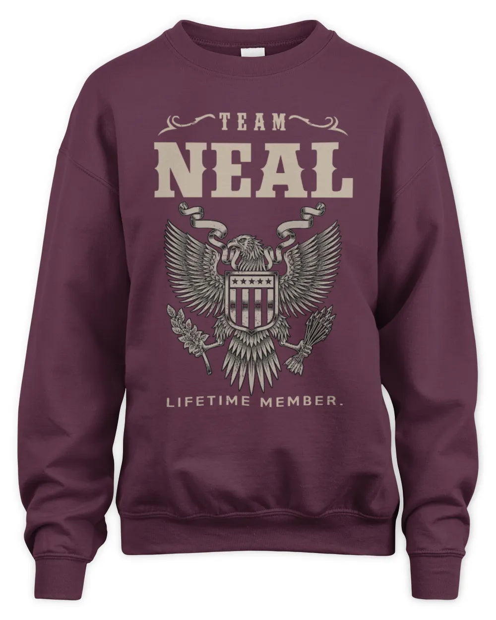 NEAL TP06-K82 – Personalized Classic Style Apparel “Team NAME Lifetime Member” - Unisex Sweatshirt - Maroon