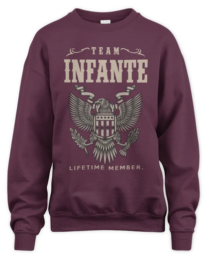 INFANTE TP06-K82 – Personalized Classic Style Apparel “Team NAME Lifetime Member” - Unisex Sweatshirt - Maroon
