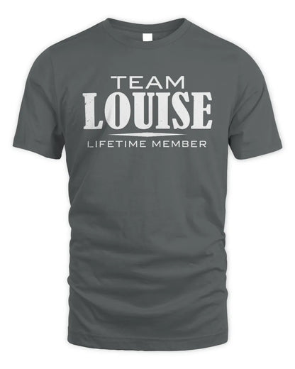 LOUISE BL62-K4-128 - Personalized “Team NAME Lifetime Member” - Unisex Standard T-Shirt - Charcoal