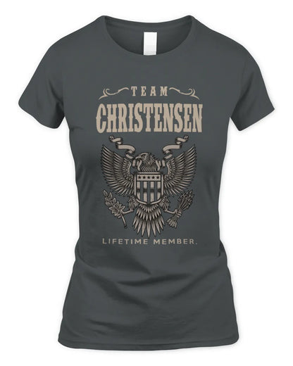 CHRISTENSEN TP06-K82 – Personalized Classic Style Apparel “Team NAME Lifetime Member” - Women's Standard T-Shirt - Charcoal
