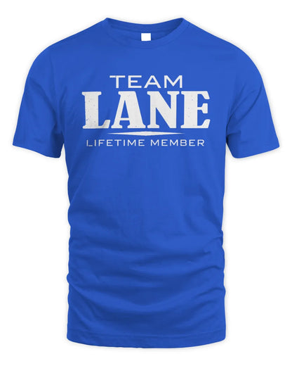 LANE BL62-K4-128 - Personalized “Team NAME Lifetime Member” - Unisex Standard T-Shirt - Royal