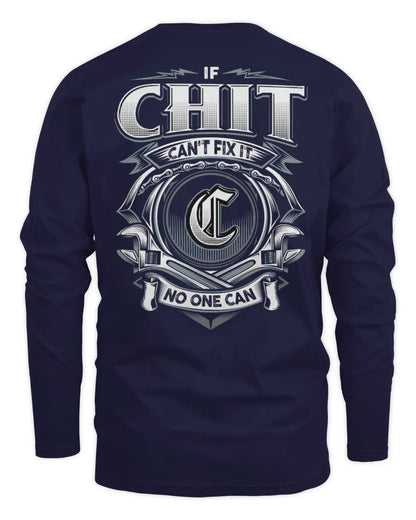 CHIT AP81-K4-626 - Personalized Ahmed Quote Apparel “If Ahmed Can't Fix It, No One Can” - Men's Long Sleeved T-Shirt - Navy