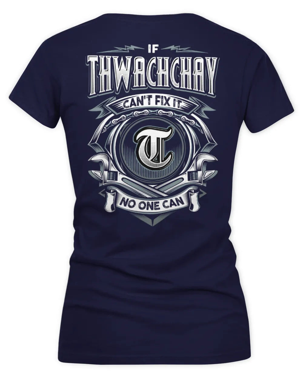 THWACHCHAY AP81-K4-626 - Personalized Ahmed Quote Apparel “If Ahmed Can't Fix It, No One Can” - Women's V-Neck T-Shirt - Navy