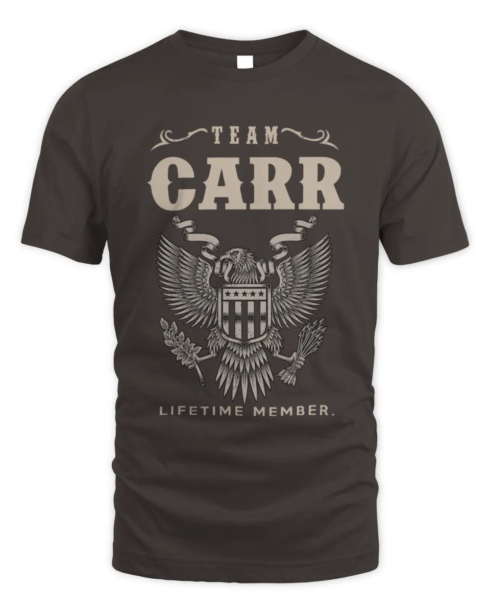 CARR TP06-K82 – Personalized Classic Style Apparel “Team NAME Lifetime Member” - Unisex Standard T-Shirt - Dark Chocolate
