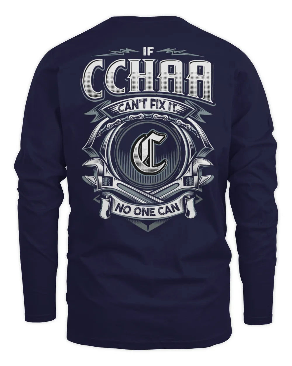 CCHAA AP81-K4-626 - Personalized Ahmed Quote Apparel “If Ahmed Can't Fix It, No One Can” - Men's Long Sleeved T-Shirt - Navy