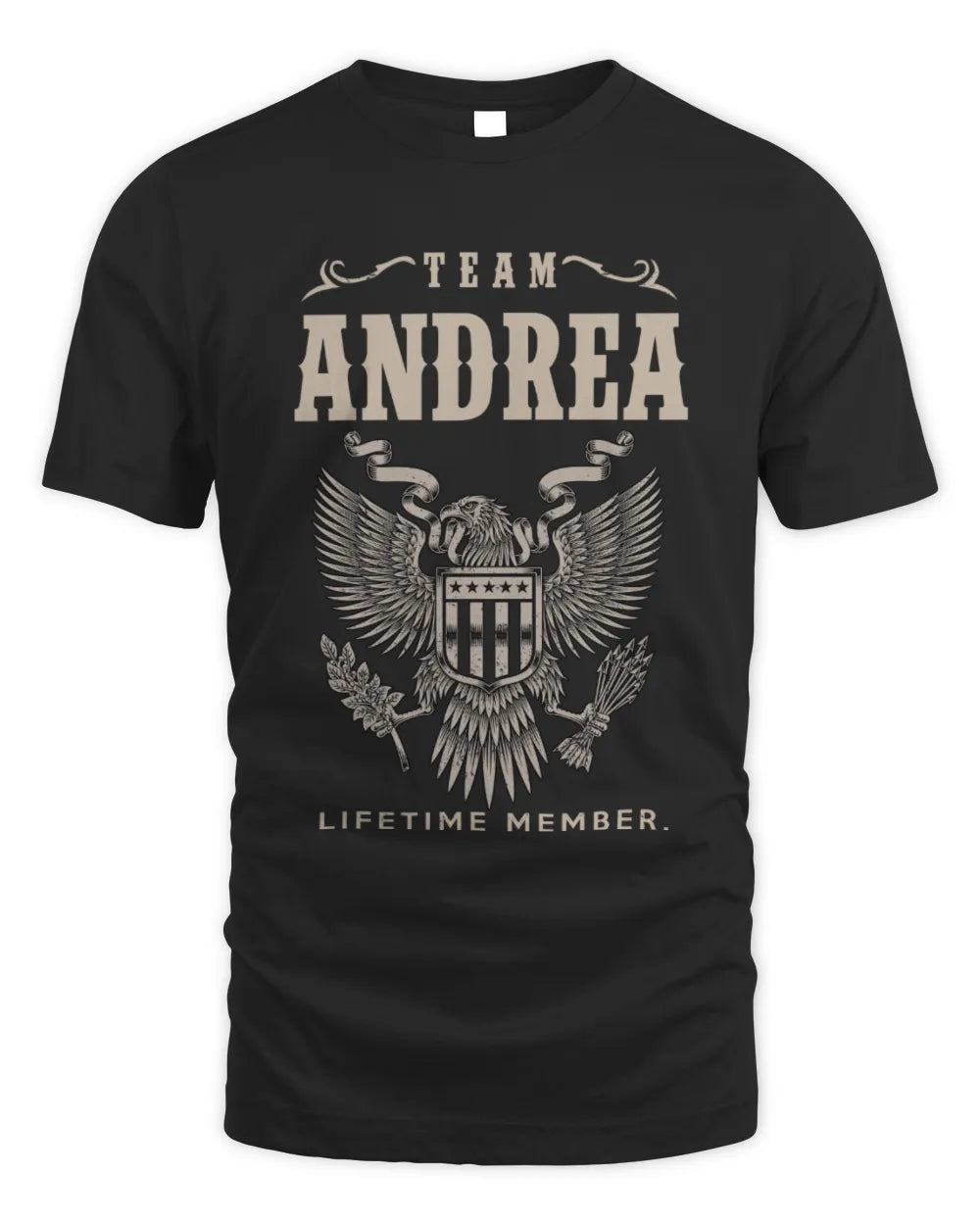 ANDREA TP06-K82 – Personalized Classic Style Apparel “Team NAME Lifetime Member” - Unisex Standard T-Shirt - Black