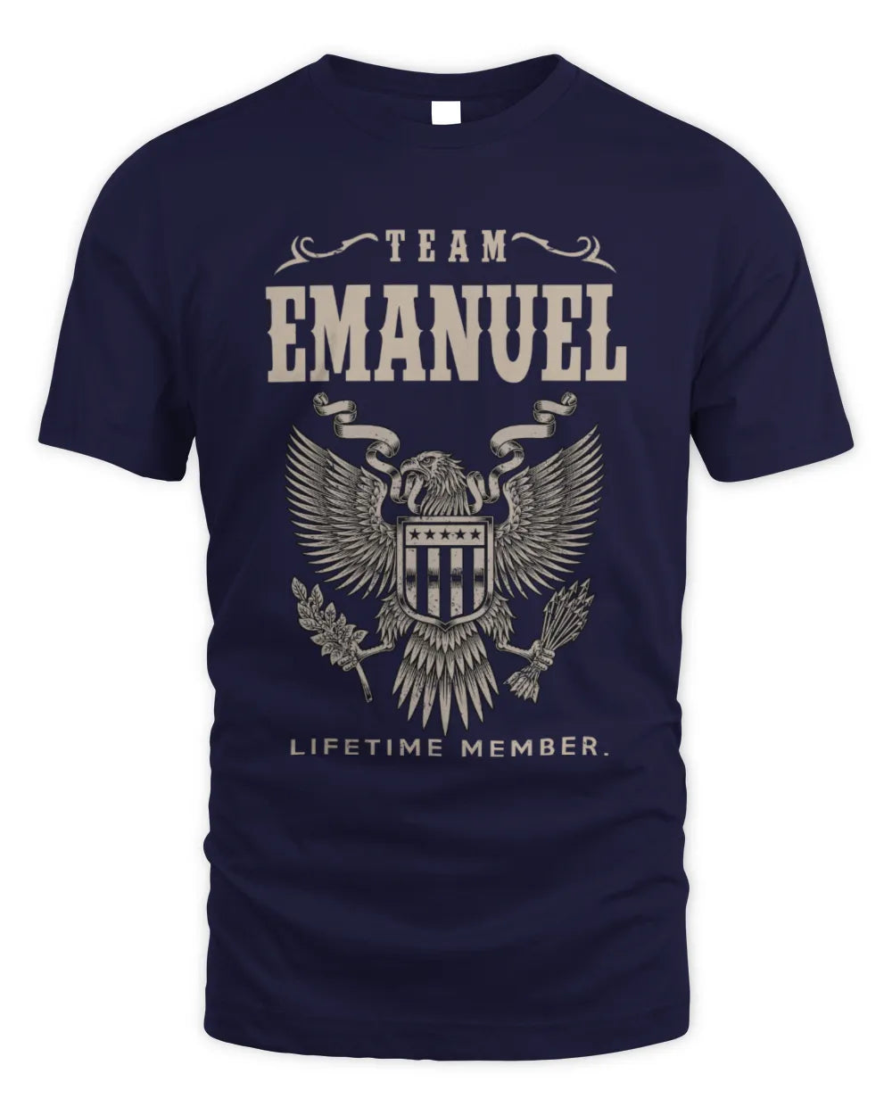 EMANUEL TP06-K82 – Personalized Classic Style Apparel “Team NAME Lifetime Member” - Unisex Standard T-Shirt - Navy