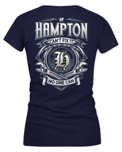 HAMPTON AP81-K4-626 - Personalized Ahmed Quote Apparel “If Ahmed Can't Fix It, No One Can” - Women's V-Neck T-Shirt - Navy