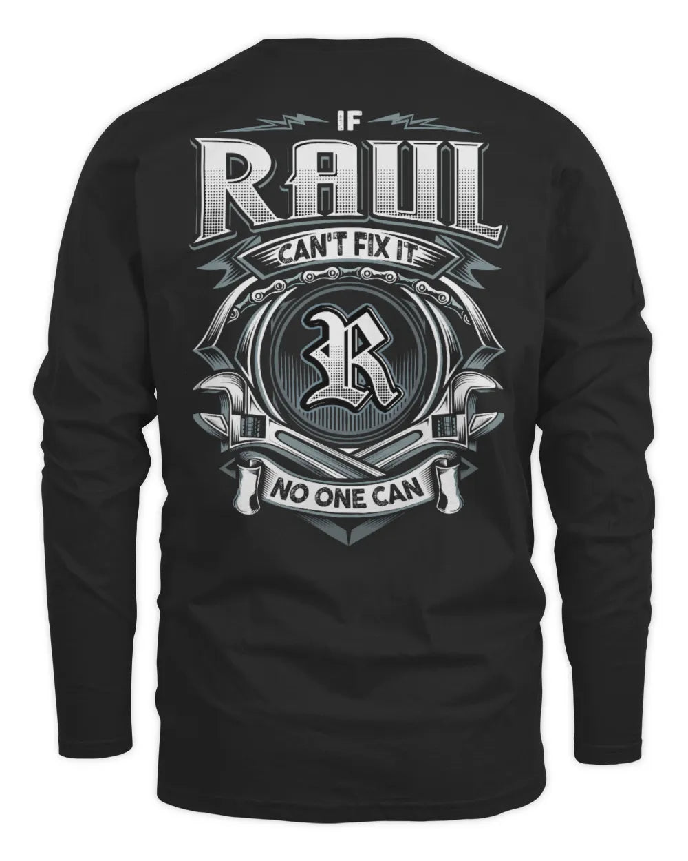 RAUL AP81-K4-626 - Personalized Ahmed Quote Apparel “If Ahmed Can't Fix It, No One Can” - Men's Long Sleeved T-Shirt - Black