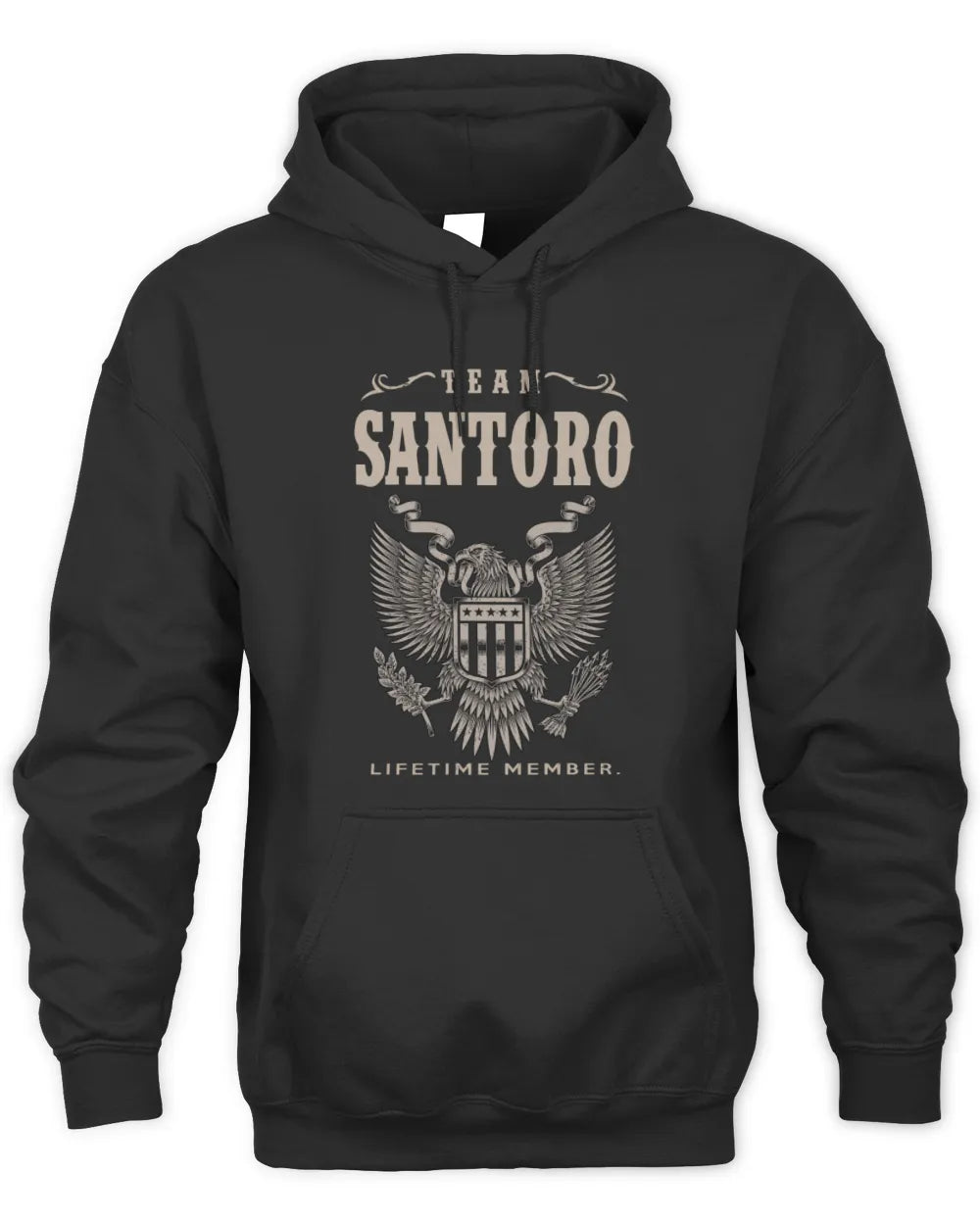 SANTORO TP06-K82 – Personalized Classic Style Apparel “Team NAME Lifetime Member” - Unisex Hoodie - Black