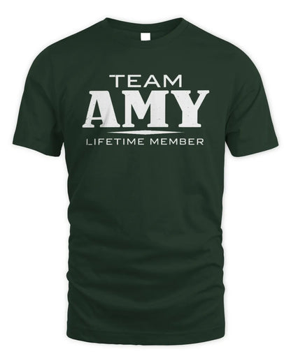 AMY BL62-K4-128 - Personalized “Team NAME Lifetime Member” - Unisex Standard T-Shirt - Forest Green