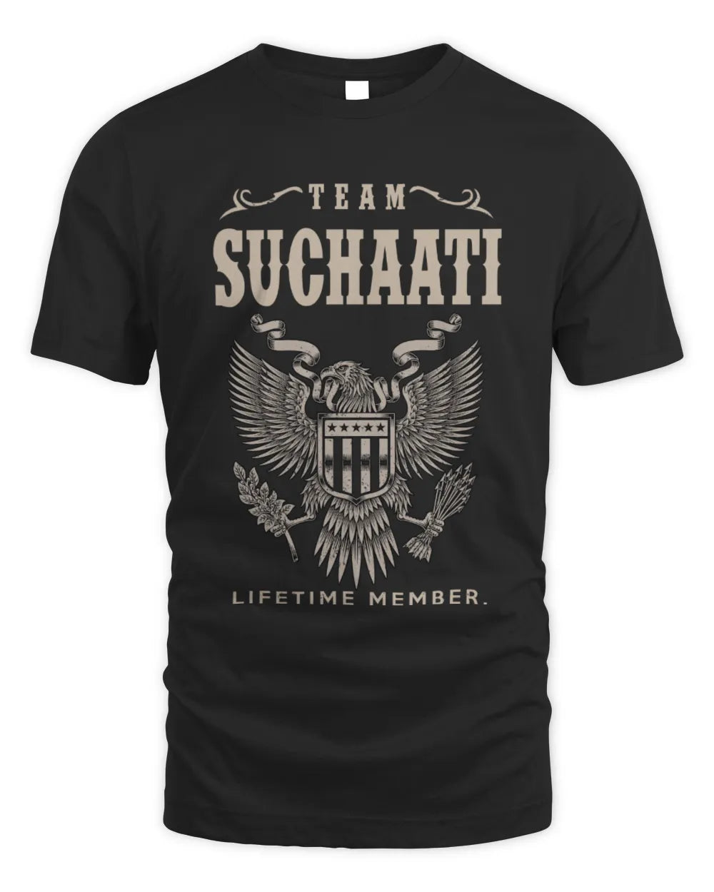 SUCHAATI TP06-K82 – Personalized Classic Style Apparel “Team NAME Lifetime Member” - Unisex Standard T-Shirt - Black