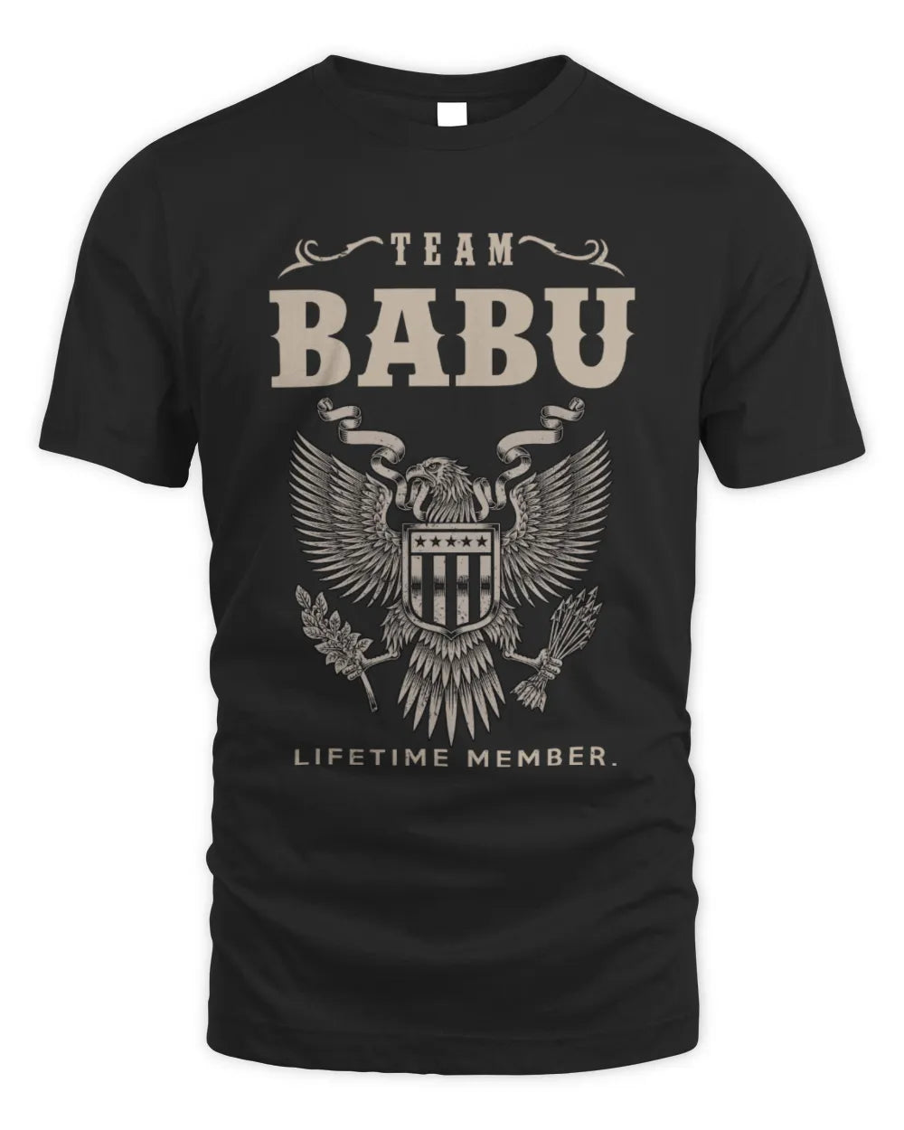 BABU TP06-K82 – Personalized Classic Style Apparel “Team NAME Lifetime Member” - Unisex Standard T-Shirt - Black