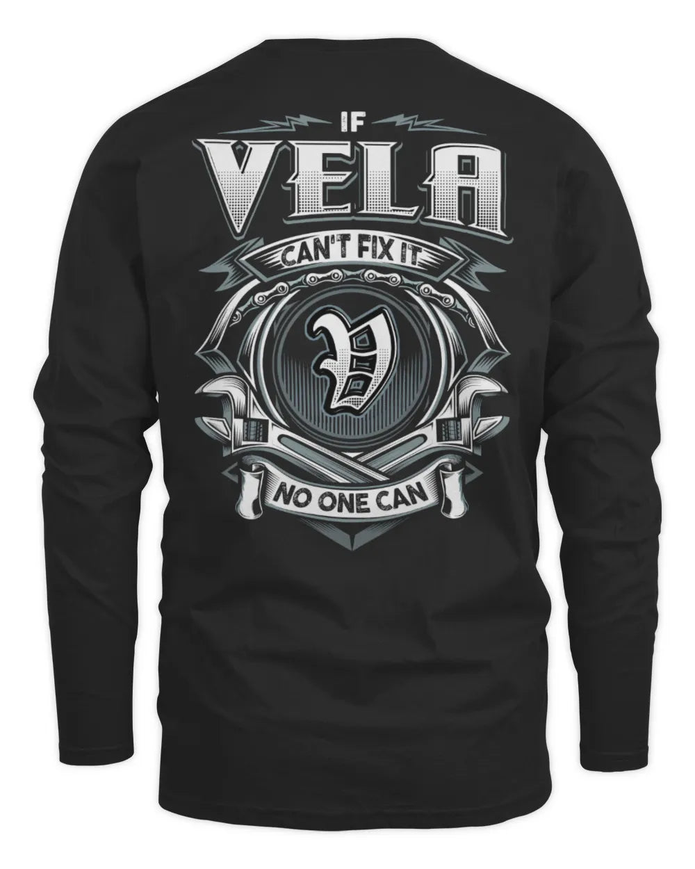 VELA AP81-K4-626 - Personalized Ahmed Quote Apparel “If Ahmed Can't Fix It, No One Can” - Men's Long Sleeved T-Shirt - Black