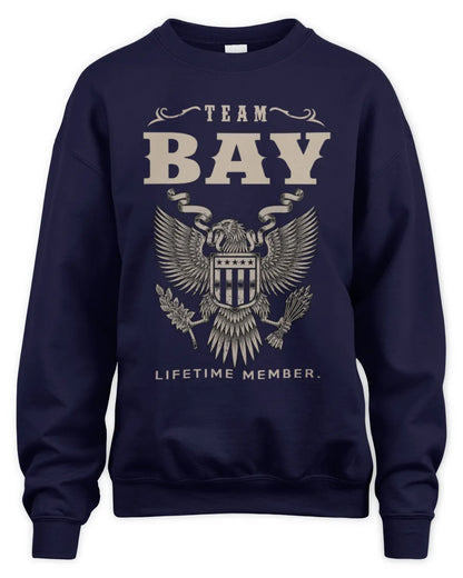 BAY TP06-K82 – Personalized Classic Style Apparel “Team NAME Lifetime Member” - Unisex Sweatshirt - Navy