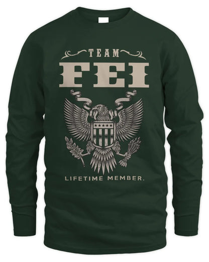 FEI TP06-K82 – Personalized Classic Style Apparel “Team NAME Lifetime Member” - Men's Long Sleeved T-Shirt - Forest Green
