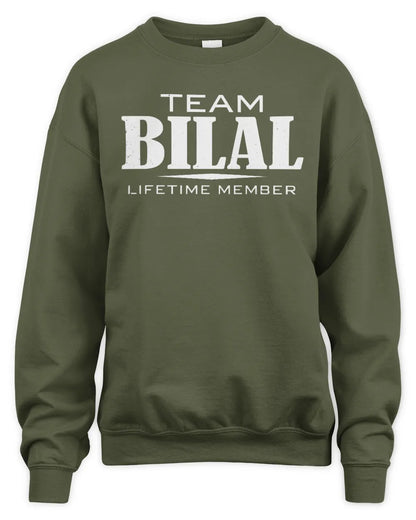 BILAL BL62-K4-128 - Personalized “Team NAME Lifetime Member” - Unisex Sweatshirt - Military Green