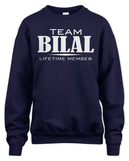 BILAL BL62-K4-128 - Personalized “Team NAME Lifetime Member” - Unisex Sweatshirt - Navy