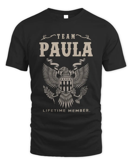 PAULA TP06-K82 – Personalized Classic Style Apparel “Team NAME Lifetime Member” - Unisex Standard T-Shirt - Black