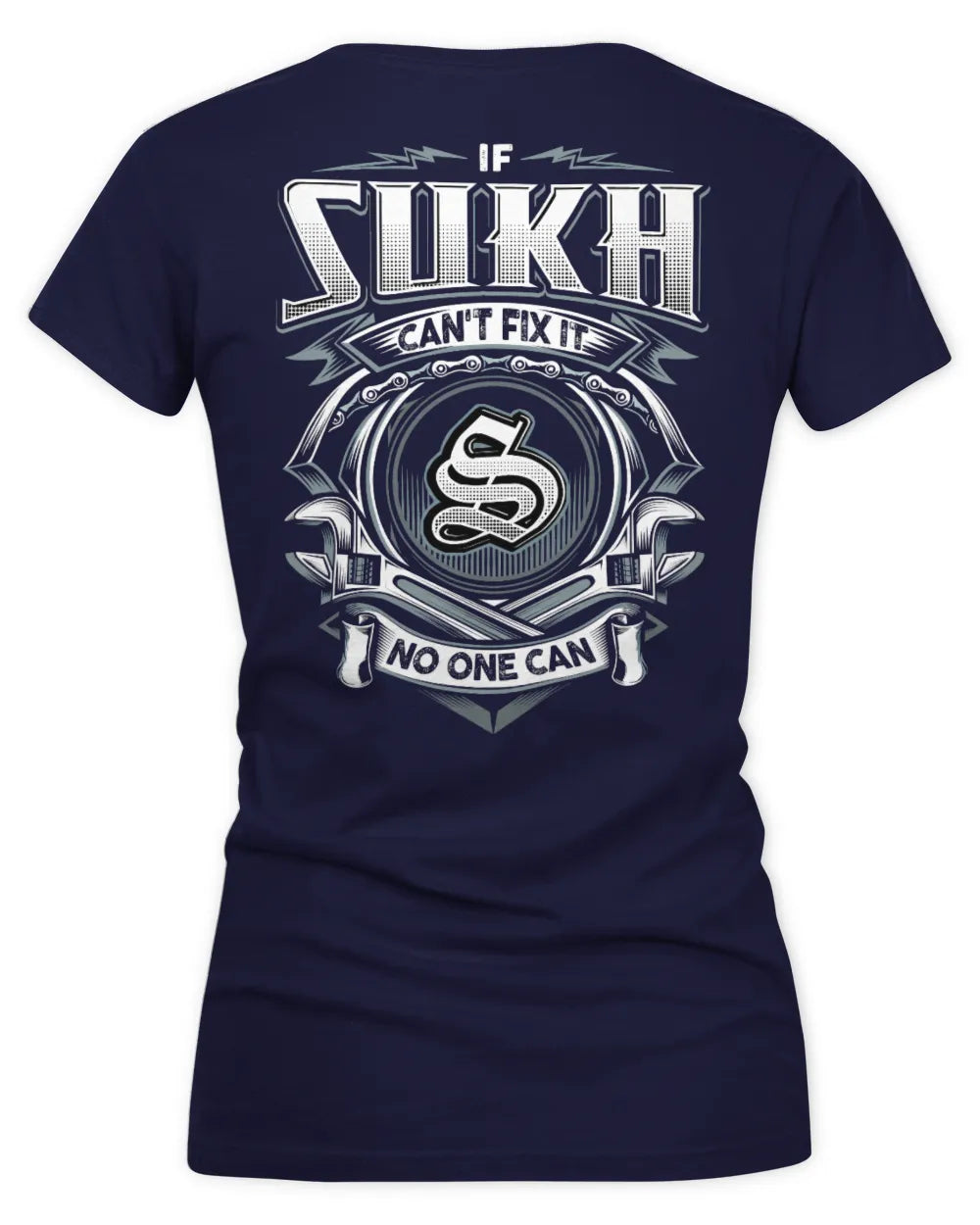 SUKH AP81-K4-626 - Personalized Ahmed Quote Apparel “If Ahmed Can't Fix It, No One Can” - Women's V-Neck T-Shirt - Navy