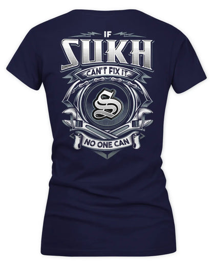 SUKH AP81-K4-626 - Personalized Ahmed Quote Apparel “If Ahmed Can't Fix It, No One Can” - Women's V-Neck T-Shirt - Navy
